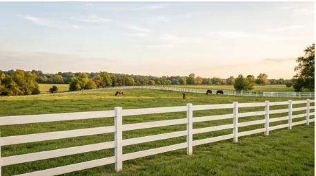 Vinyl ranch rail fence on a rural property