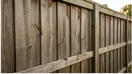 Board-on-board cedar privacy fence detail